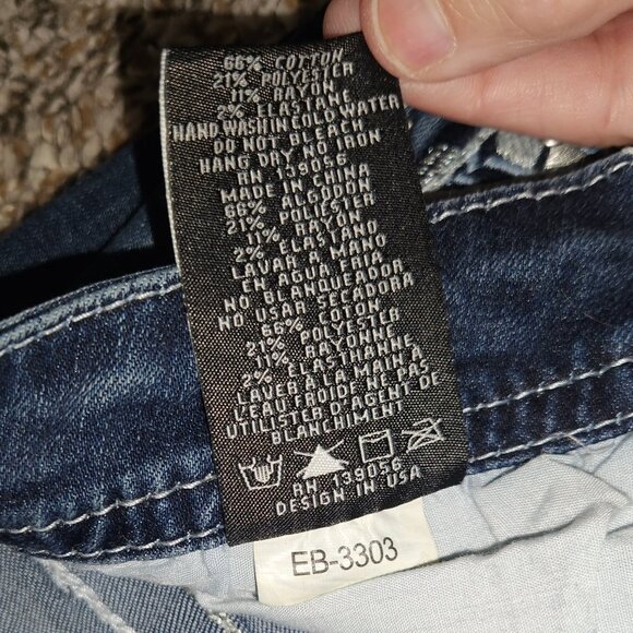 Grace in LA Women’s Easy Fit Mid-Rise Bootcut Jeans Feather Embroidery Bling Siz - Picture 14 of 14